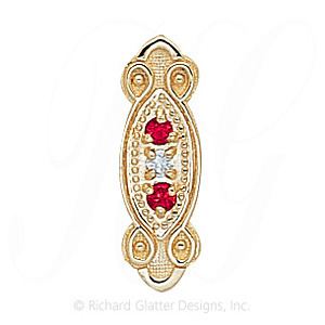 GS397 D/R - 14 Karat Gold Slide with Diamond center and Ruby accents 